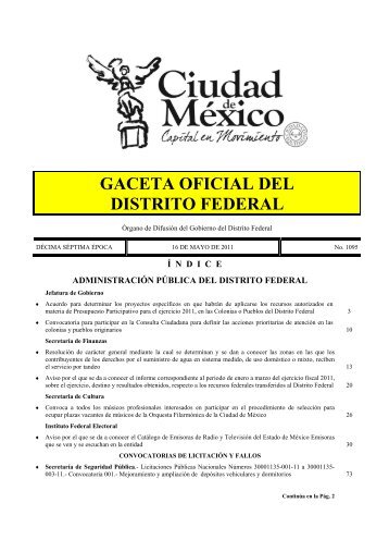 GACETA OFICIAL DEL DISTRITO FEDERAL