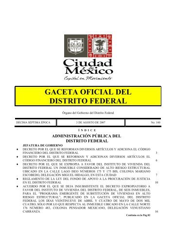 GACETA OFICIAL DEL DISTRITO FEDERAL