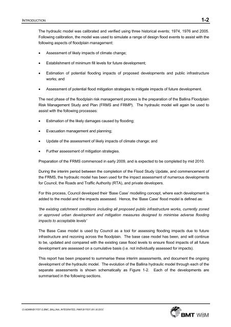 Ballina Integrated Flood Modelling Summary of Flood Assessments ...