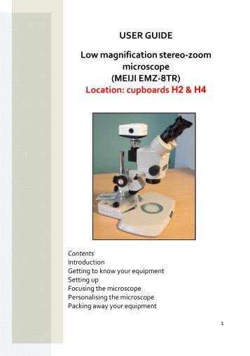 USER GUIDE Low magnification stereoâzoom microscope (MEIJI ...