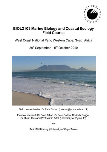 BIOL2103 Marine Biology and Coastal Ecology Field Course