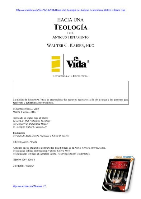 Hacia una Teologia del Antiguo Testament - Walter C. Kaiser Jr_