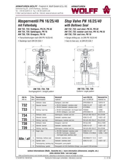 Absperrventil PN 16/25/40 Stop Valve PN 16/25/40