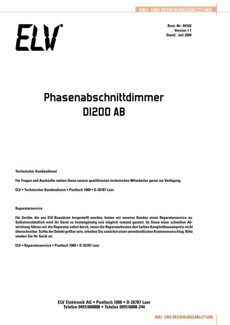 Phasenabschnittdimmer DI200 AB - TecHome.de