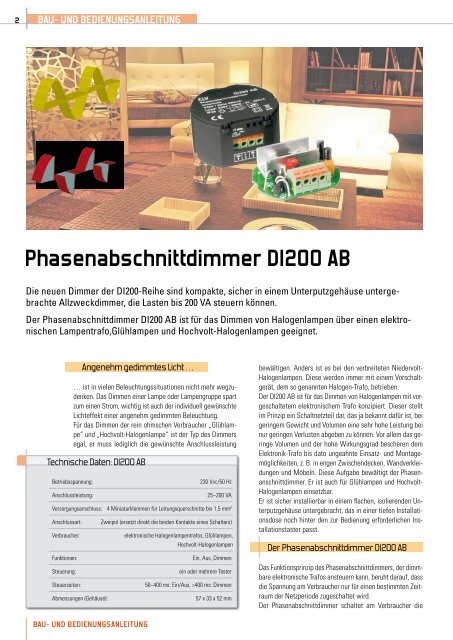 Phasenabschnittdimmer DI200 AB - TecHome.de