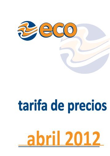 Tarifa de precios Eco Abril 2012 - Hostalia