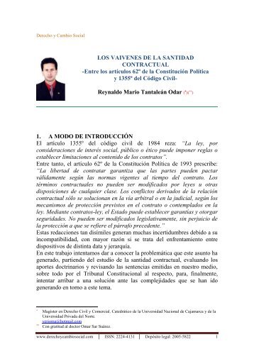 LOS VAIVENES DE LA SANTIDAD CONTRACTUAL - Derecho y ...