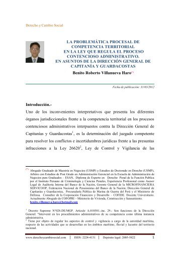 La ProblemÃ¡tica Procesal de Competencia Territorial en - Derecho y ...