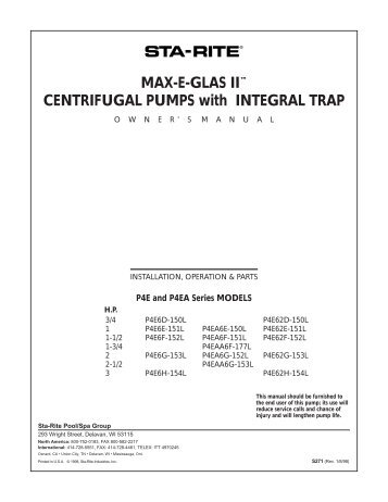 MAX-E-GLAS II™ CENTRIFUGAL PUMPS with INTEGRAL TRAP