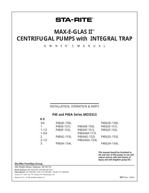 Max E Glas Ii Centrifugal Pumps With Integral Trap Max E Glas Ii Centrifugal Pumps With Integral Trap