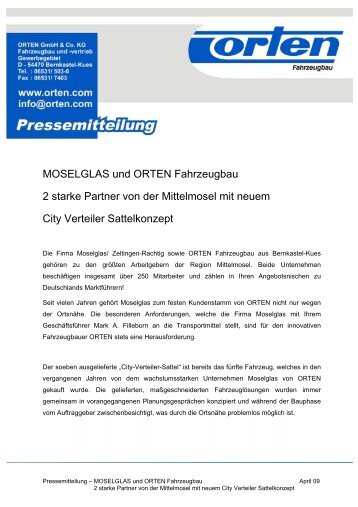 MOSELGLAS und ORTEN Fahrzeugbau 2 starke Partner von der ...