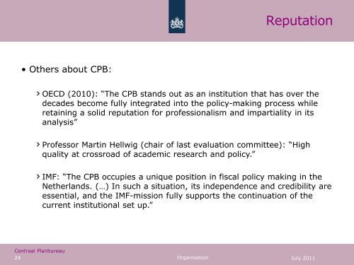 CPB Netherlands Bureau for Economic Policy Analysis