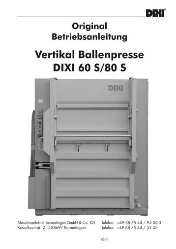 Vertikal Ballenpresse DIXI 60 S/80 S