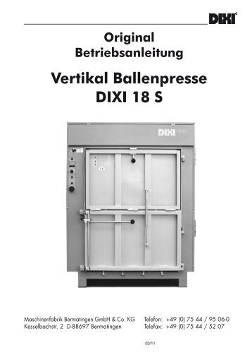 Vertikal Ballenpresse DIXI 18 S