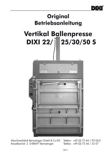 Vertikal Ballenpresse DIXI 22/ 25/30/50 S