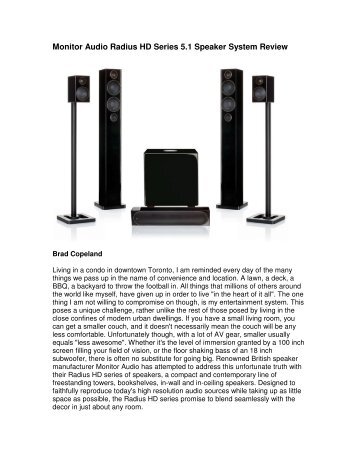 Monitor Audio Radius HD Series 5.1 Speaker System Review
