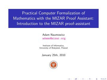 Introduction to the MIZAR proof-assistant