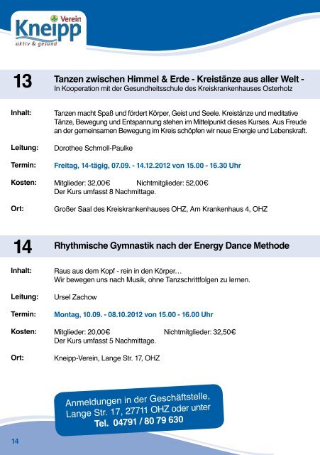 Osterholz-Scharmbeck e.V. Programm 2. Halbjahr 2012