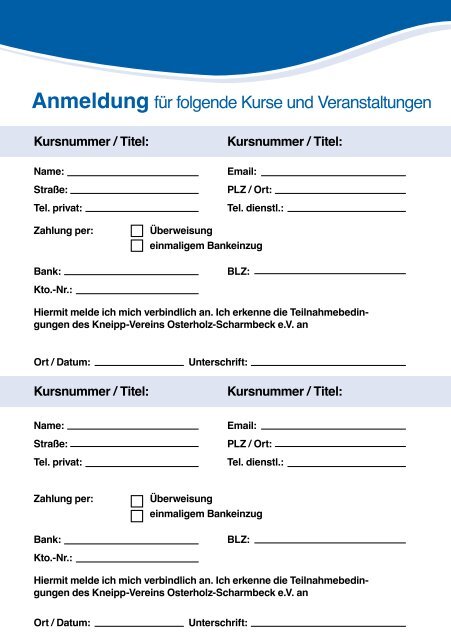 Osterholz-Scharmbeck e.V. Programm 2. Halbjahr 2012