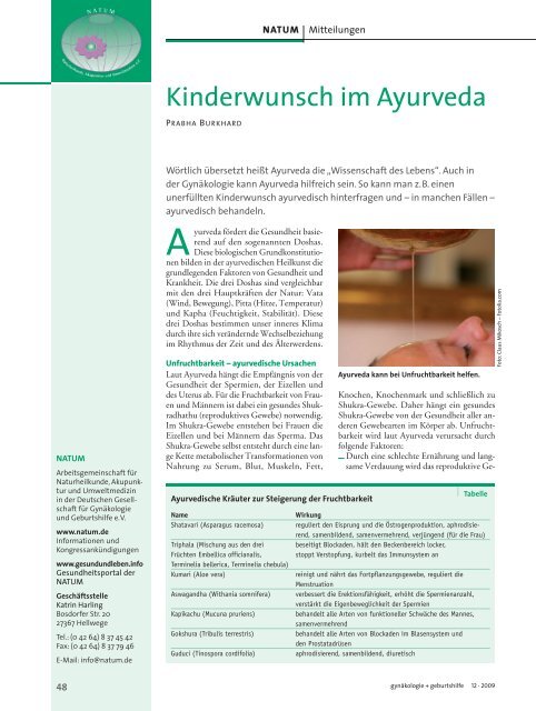 Kinderwunsch im Ayurveda - Natum