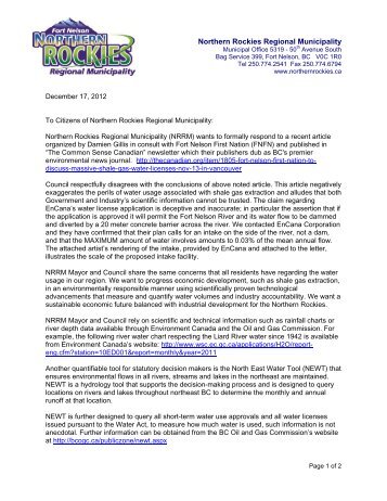 Community Letter Wat.. - Northern Rockies Regional Municipality