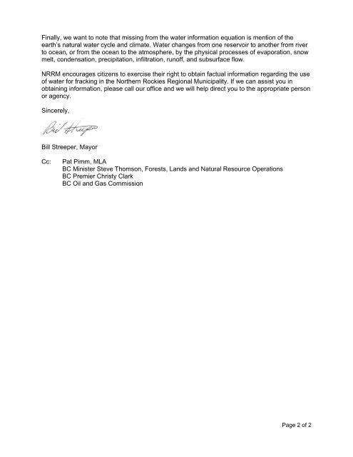 Community Letter Wat.. - Northern Rockies Regional Municipality