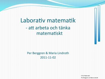 Taluppfattning och tals användning - Kul Matematik