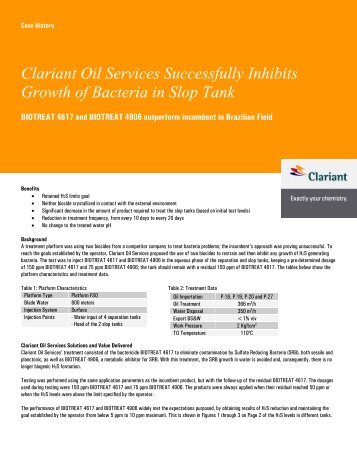 Clariant Oil Services Successfully Inhibits Growth of Bacteria in Slop Tank