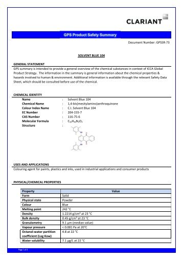 GPS Product Safety Summary