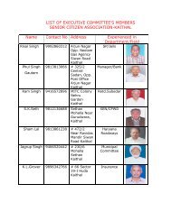 List of Executive Committee Members - Kaithal