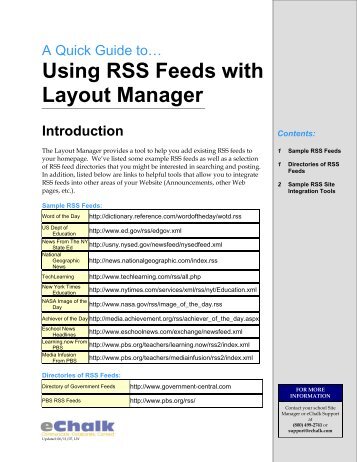 Using RSS Feeds with Layout Manager