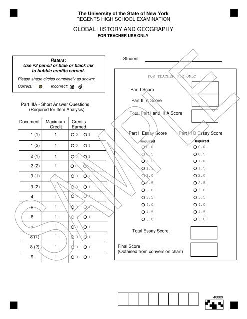 Global Regents Curve Chart