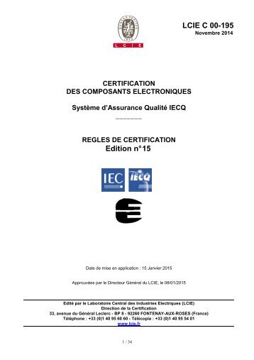 LCIE C 00-195 Edition n° 15