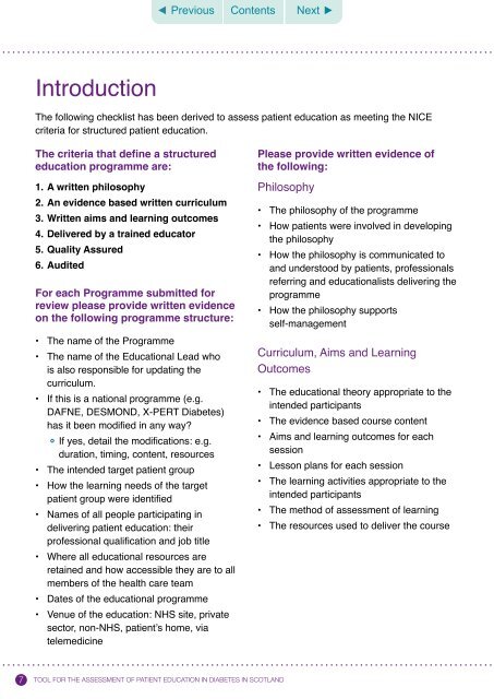 Tool for the Assessment of Patient Education in Diabetes in Scotland ...