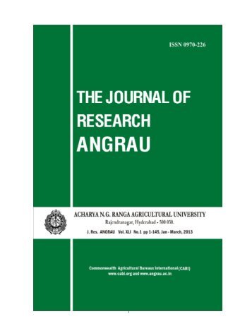 The Journal of Research ANGRAU