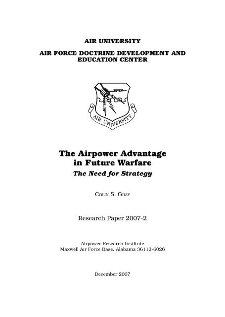 The Airpower Advantage in Future Warfare