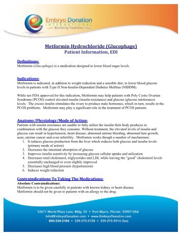 Metformin Hydrochloride (Glucophage) Patient Information EDI