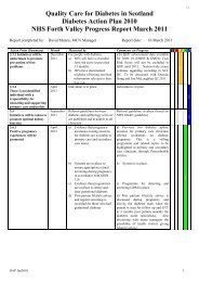 Diabetes Action Plan 2010 NHS Forth Valley Progress Report March 2011