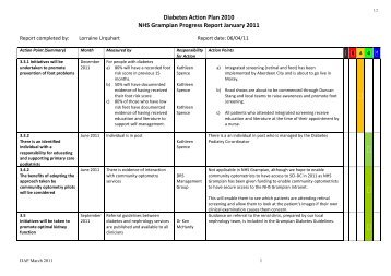 Diabetes Action Plan 2010 NHS Grampian Progress Report January 2011