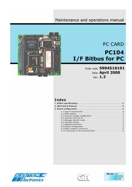 1. Bitbus specifications ... - System Ceramics