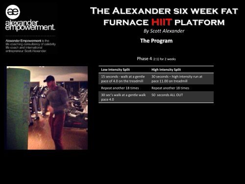 The Alexander six week fat furnace HIIT platform