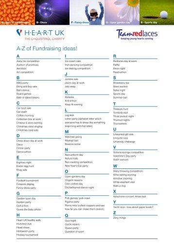 A-Z of Fundraising ideas!