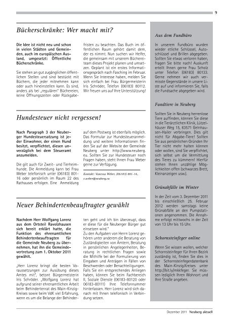 NEUBERG aktuell, Ausgabe 12/2011 - Gemeinde Neuberg