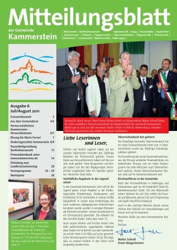 Mitteilungsblatt Juli/ August 2011 (PDF) - Gemeinde Kammerstein