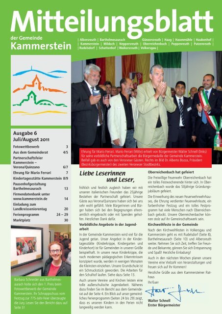 Mitteilungsblatt Juli/ August 2011 (PDF) - Gemeinde Kammerstein