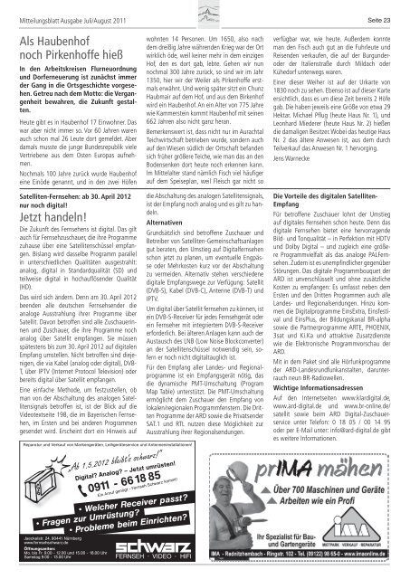 Mitteilungsblatt Juli/ August 2011 (PDF) - Gemeinde Kammerstein