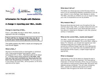 Information for People with Diabetes A change in reporting your HbA1c results