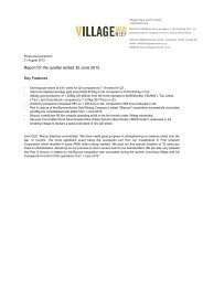 Report for the quarter ended 30 June 2012 Key Features