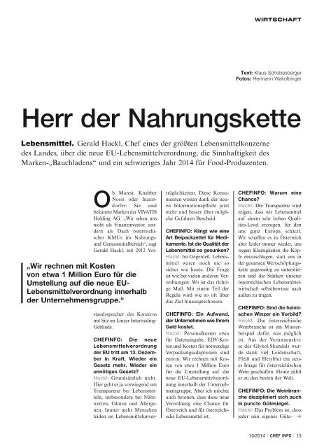 CHEFINFO - Das Magazin der Führungskräfte