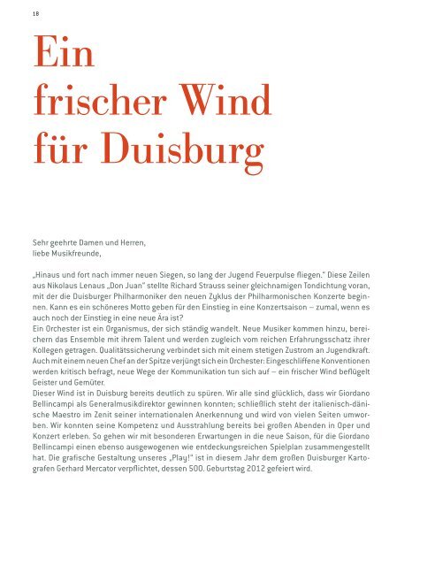 play! Das Jahresmagazin der Duisburger Philharmoniker 2012/2013